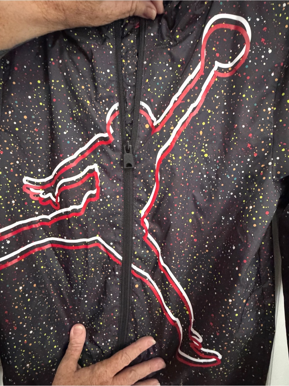 Jordan Black Speckle-Print Hoodie with Red Jumpman - Picture 4 of 4